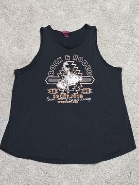Rock & Roll Cowgirl Black Tank with Pink Logo Tag